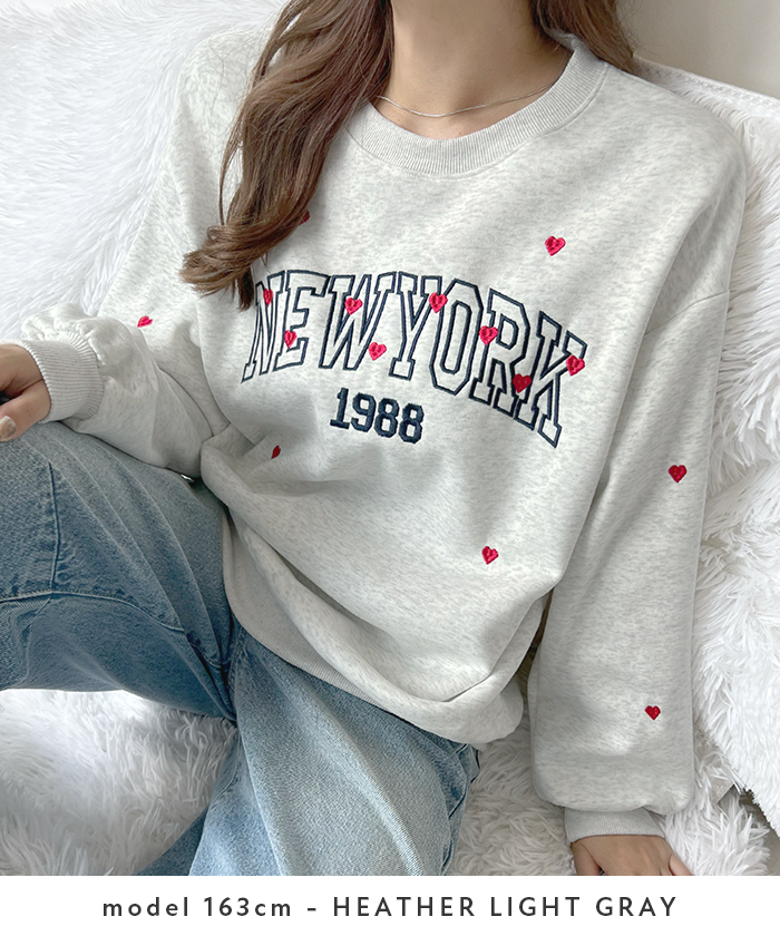 ＊新品未使用＊ワイヤーハートスウェット グレー Futier Land スウエット トップス ハート柄 ロゴ 1988 NEW YORK