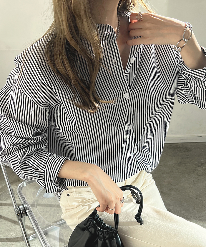 シャツ ブラウス レディース  長袖 かわいい 肌見せ シンプル  オフィスカジュアル カジュアル 韓国 ファッション / バックオープンツイストブラウス｜futier-land｜04