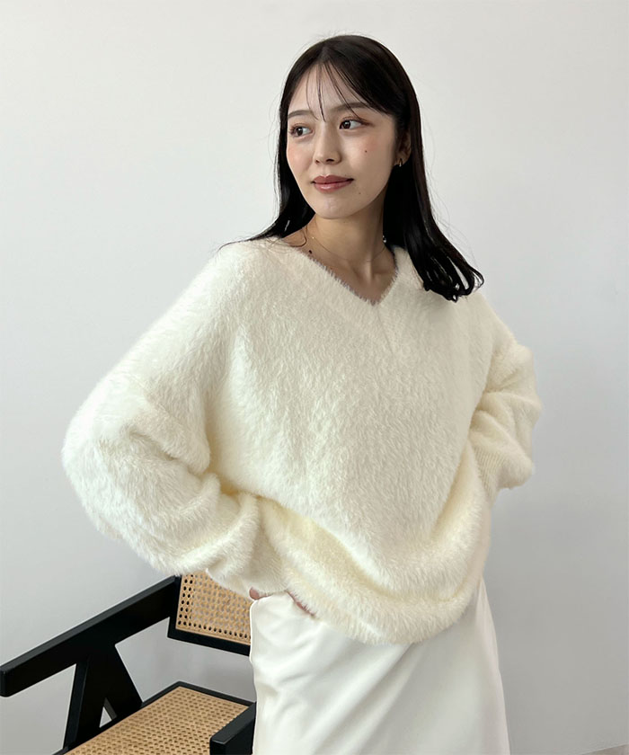 Futier Land（フューティアランド） ニット モヘア シャギー Vネック