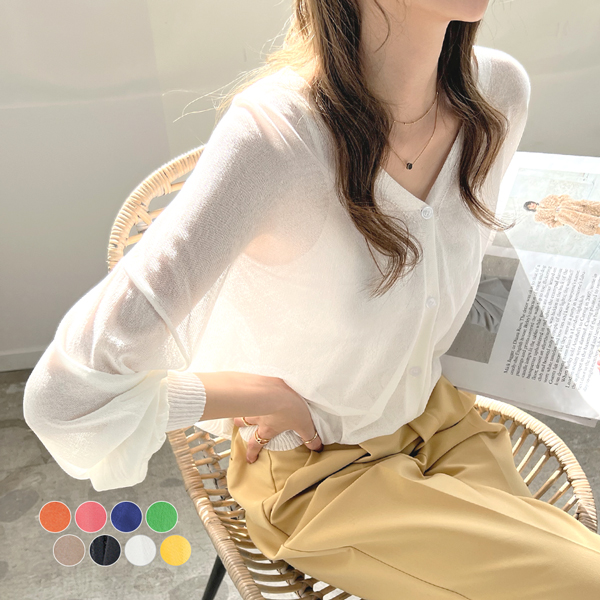 春夏カーディガン　長袖　春夏秋　カラバリ　丸首　シンプル　定番　UVカット　紫外線防止　ノーカラー　Ｓ〜ＸXＬ