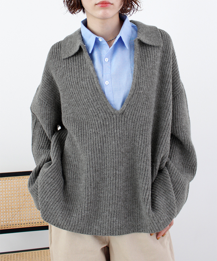 Futier Land（フューティアランド） ニット 襟付き トレンド 柔らかい