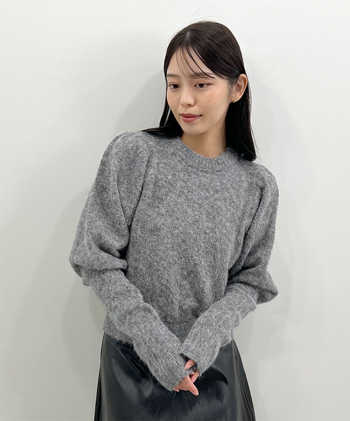 【美品】ドゥロワー モヘヤ ハーフスリーブ ニット グレー クルーネック ふわ 美品】ドゥロワー モヘヤ ハーフスリーブ ニット グレー クルーネック ふわ