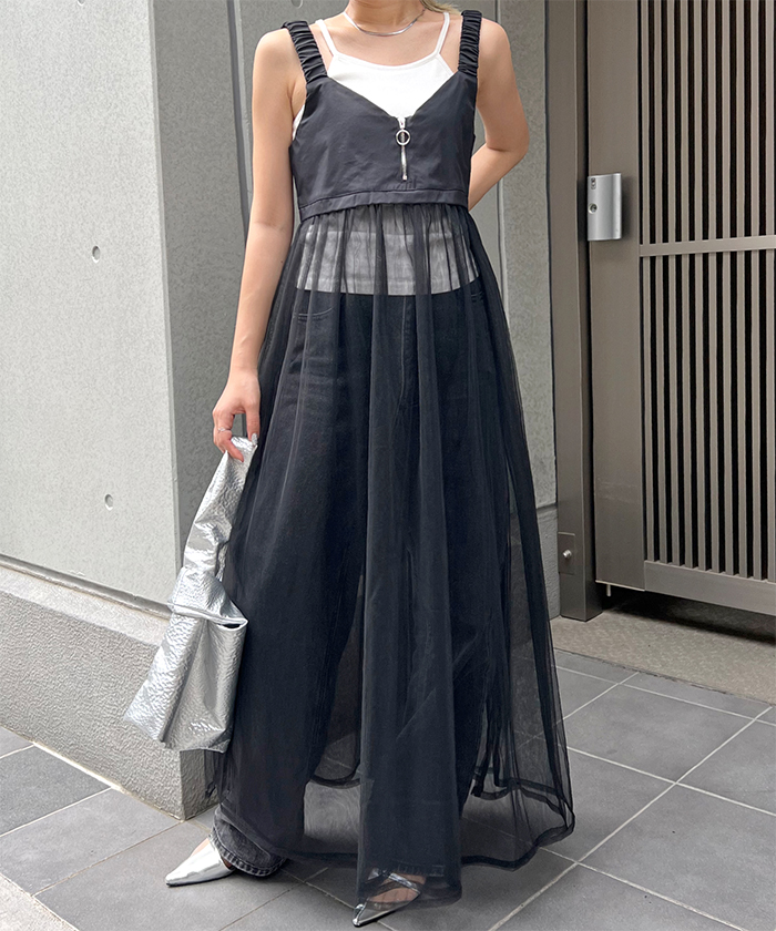 HARE 【LADIES】 チュールレイヤーデザインワンピー ス HARE（ハレ）の「チュールレイヤーデザインワンピース(HARE