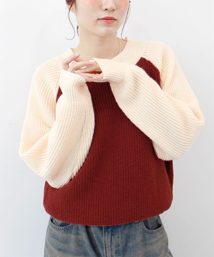 23区 - 465新品23区春夏リネン ラグランスリーブ ニット32￥19910 Futier Land（フューティアランド） ニット ラグラン バイカラー 配色