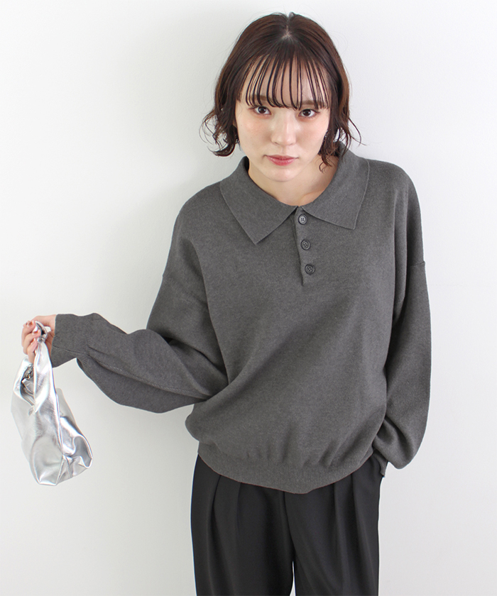 Futier Land（フューティアランド） ニット ポロニット 襟付き ボタン