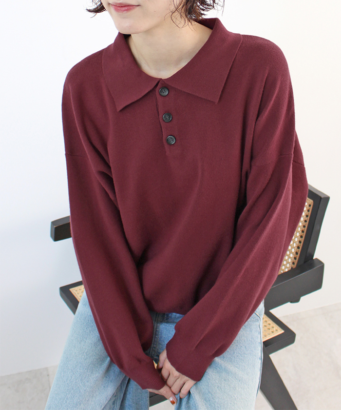 Futier Land（フューティアランド） ニット ポロニット 襟付き ボタン