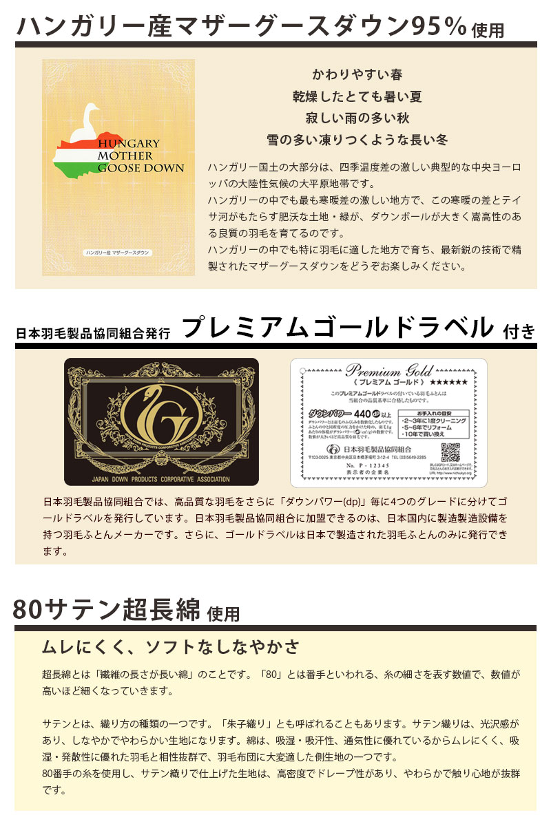 鳥毛布団 虚蝉ダブル マザーグース95% 170×210糎 ツインキルト 80繻子 超長綿 綿100％ タキリビング いつきのふとん 5続きもの