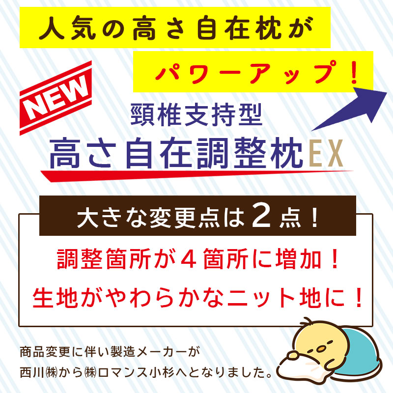 ロマンス小杉 今だけ50％オフ! 高さ自在調整枕EX サイズ37×56 高さ自在