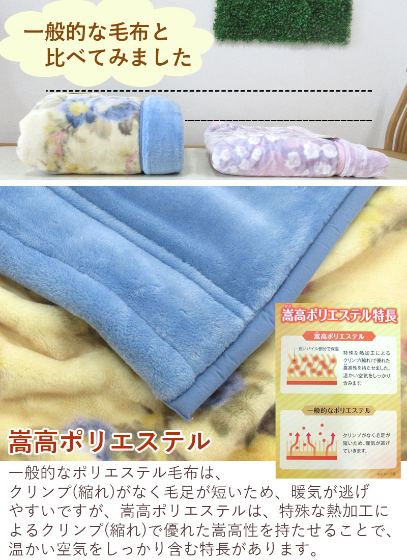 毛布 シングル ロマンス小杉 ポリエステル100％ マイヤー合わせ 掛け