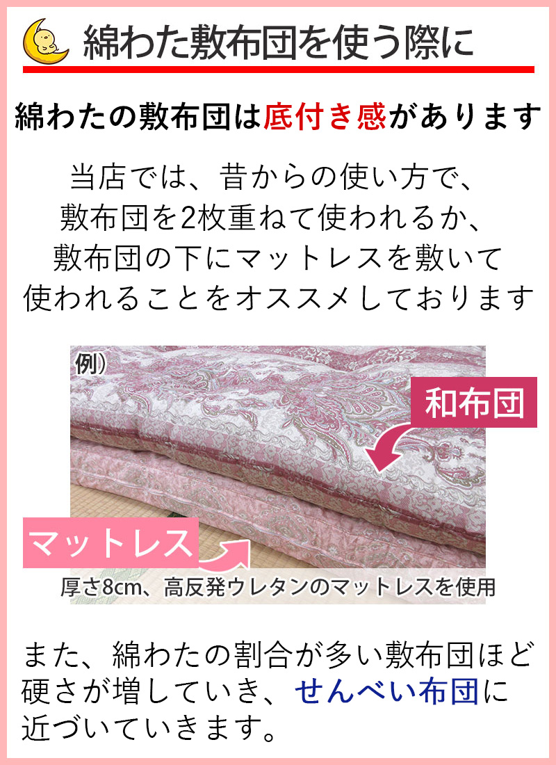 高級米綿 純綿100％ 和布団 綿わた 敷布団 ダブルロング 約140×210cm 7kg 8.4kg 職人 手作り 日本製 和ふとん 敷き布団 メキシコ綿 いつきのふとん_8
