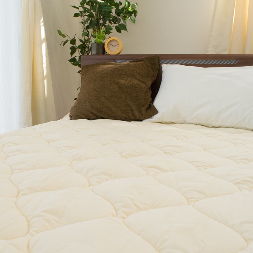 ベッドパッド ダブル 日本製 ウール100％ 洗える羊毛ベッドパット 四隅