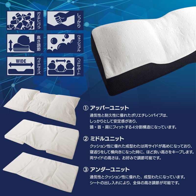 枕 まくら マクラ スリープメディカルピロー 洗える枕 高さ調節 調整