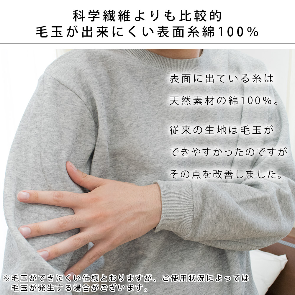 外側の表面糸綿100％