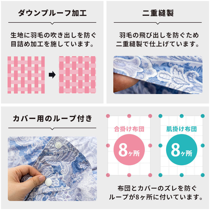 ダウンプルーフ加工/二重縫製/ループ