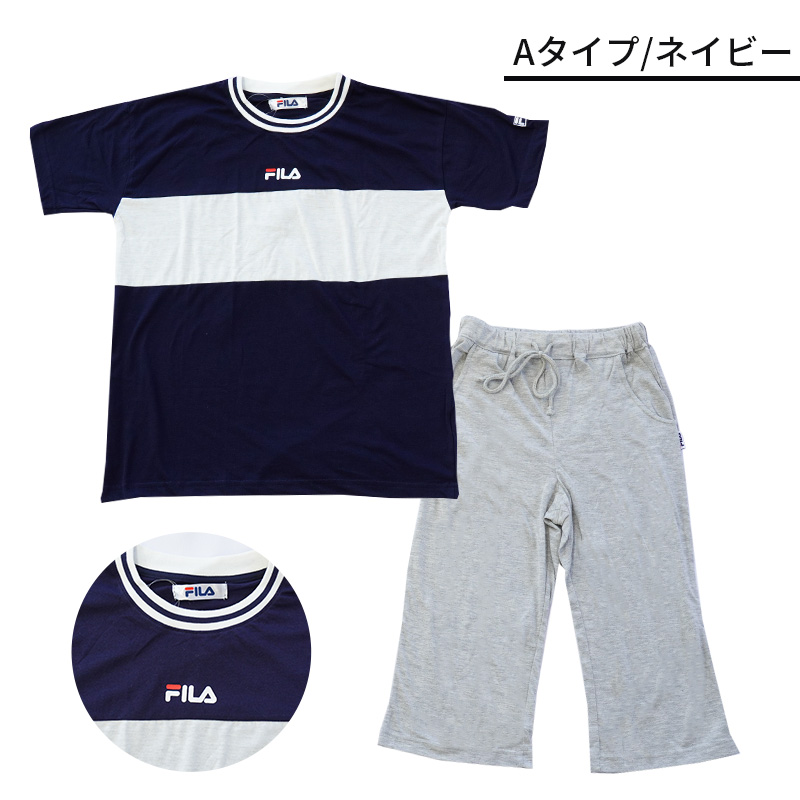 パジャマ レディース FILA フィラ 半袖 七分丈パンツ 夏 ルームウェア 婦人パジャマ M L LL 3L 大きいサイズ｜futon｜02