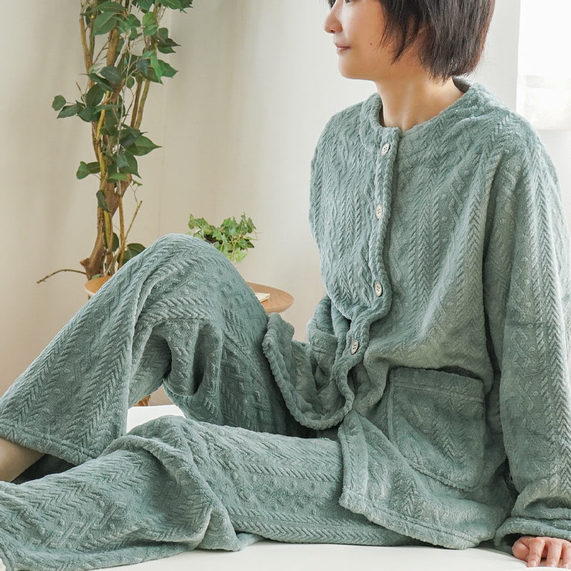 パジャマ レディース 冬 ふわふわ マイクロフランネル 長袖 長ズボン