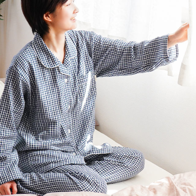 パジャマ レディース 日本製 綿100％ 3重ガーゼ 熟成綿 播州織り 婦人