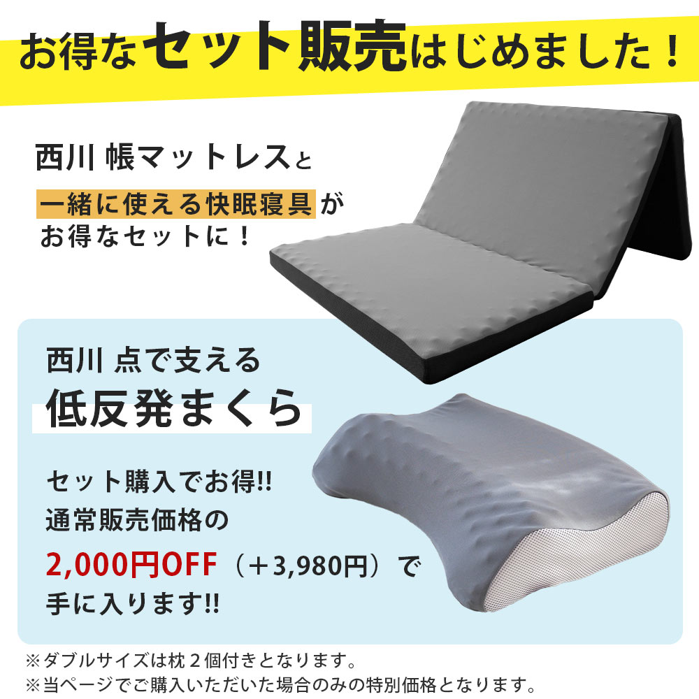 西川　マットレス　DEUX CUBE 高反発ウレタン使用　三つ折りタイプ 西川（nishikawa） 高反発マットレス ダブル 三つ折り 8cm 150N