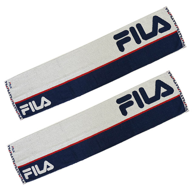 FILA スポーツタオル 2枚セット 22×90cm 抗菌防臭 綿100％ フィラ ロング フェイスタオル スリム タオル 圧縮メール便