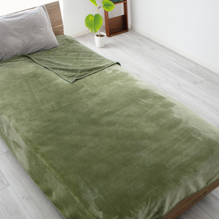  グリーン 【アクリル毛布 】180x200cm Colorsroom 毛布 ブランケット フランネル セミダブル あったか 抗菌