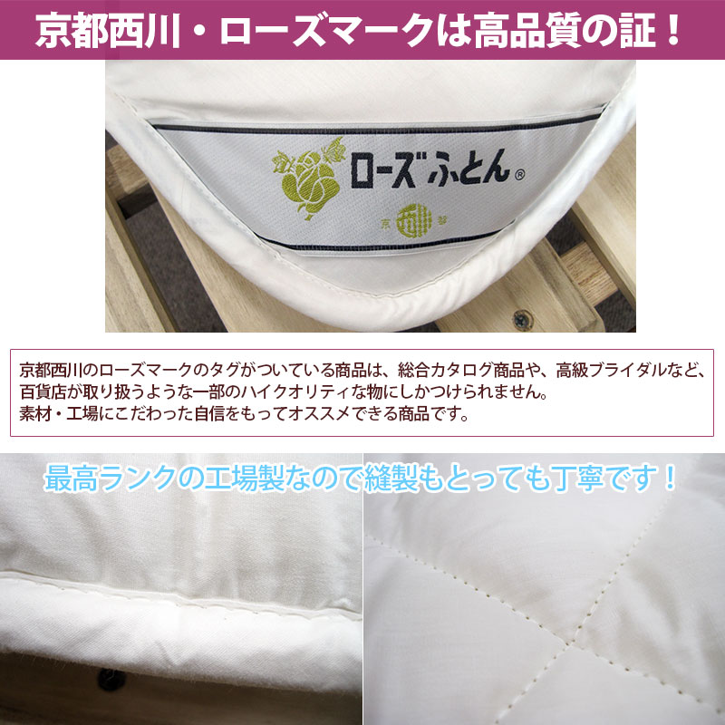 京都西川　ローズふとん ジュディ 花柄羊毛ふとんセット 西川（nishikawa） カバー付き 京都西川 ローズふとん 合繊入り羊毛