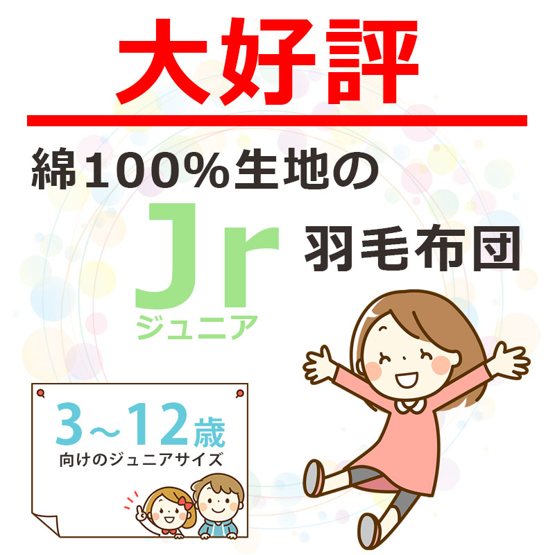 ジュニア用 羽毛布団 ポーランド産マザーグース95% 1.0kg 140×190cm シングルショート コンパクトサイズ ジュニアサイズ DP440以上｜futonitsukitokushima｜02