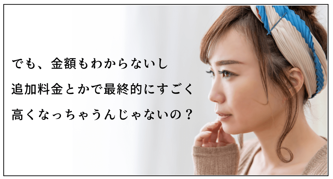 でも、金額もわからないし追加料金とかで最終的にすごく高くなっちゃうんじゃないの？ 