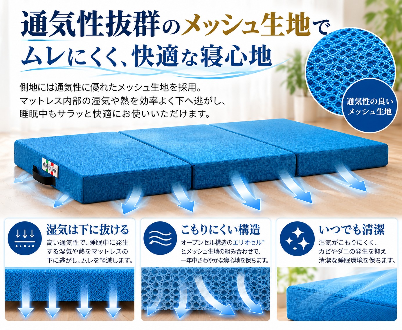 magniflex（マニフレックス） 三つ折りマットレス シングル メッシュ