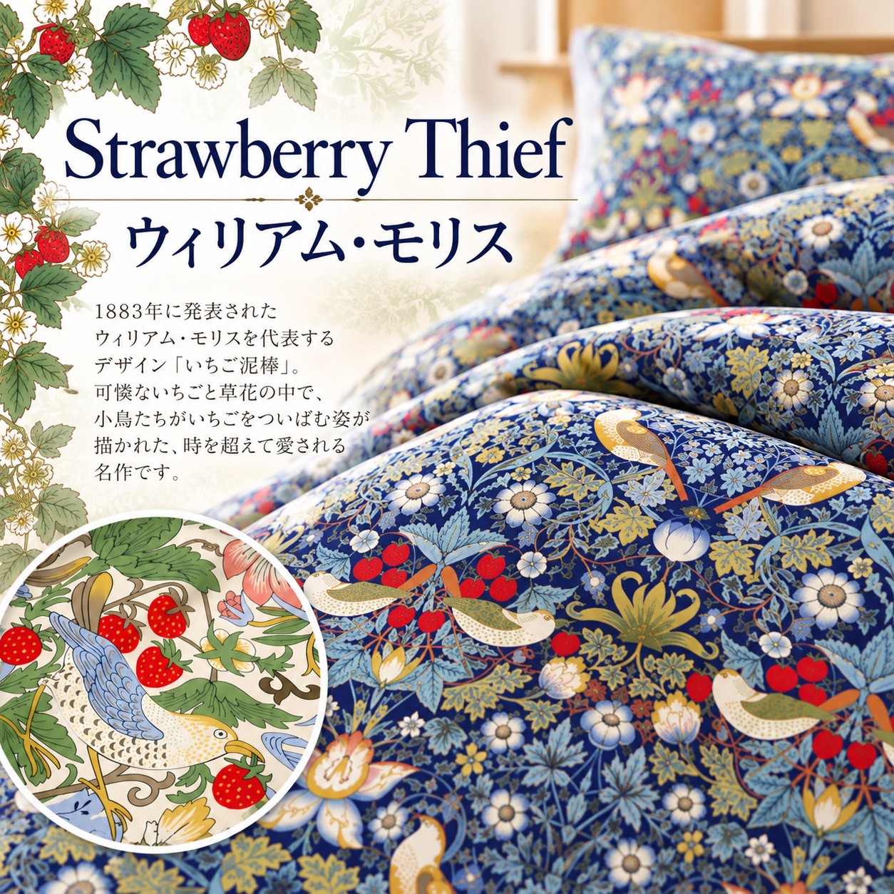 WILLIAM MORRIS GALLERY 掛け布団カバー クィーン 210×210 日本製 綿