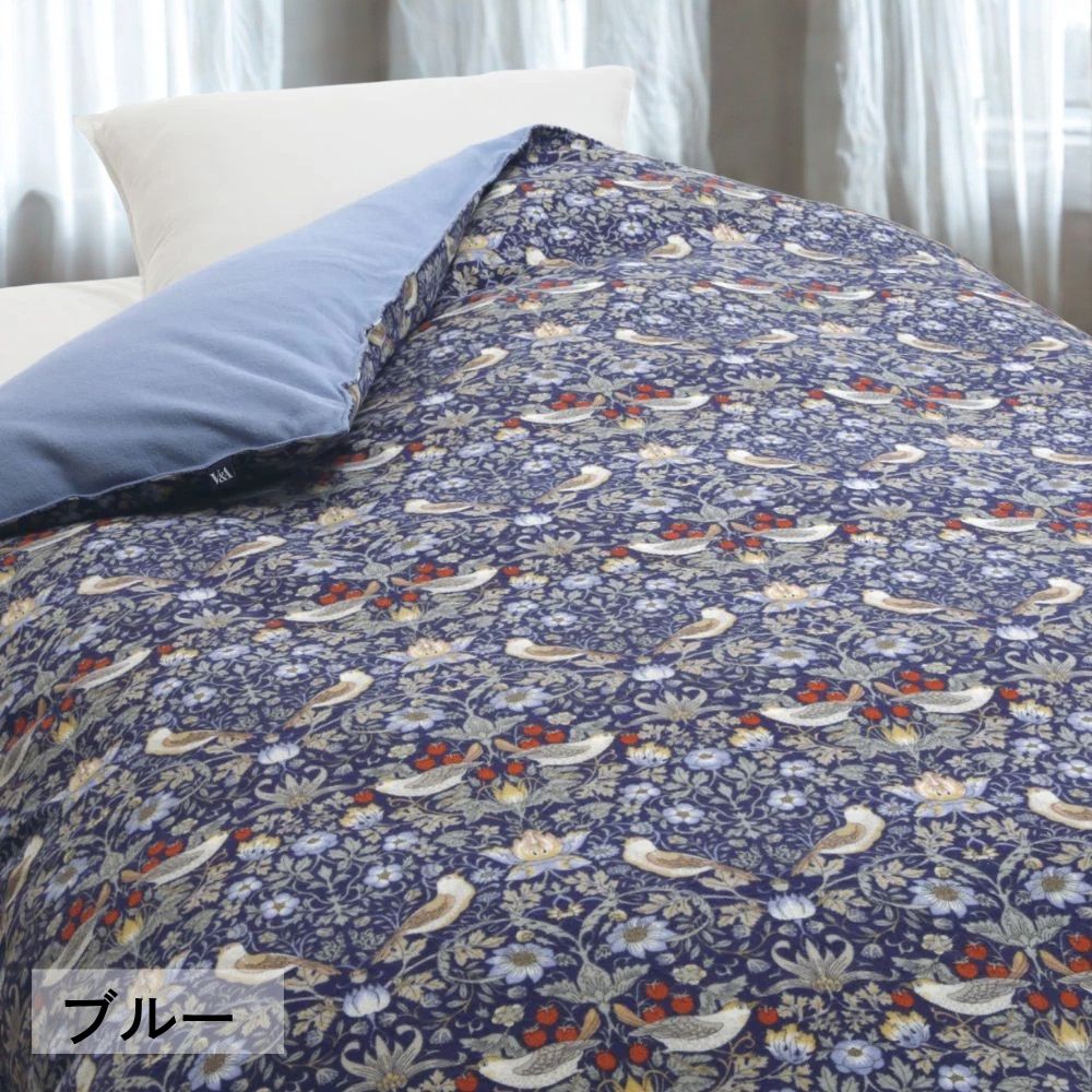 掛け布団カバー シングル 綿 パイル 日本製 温か 冬 おしゃれ ウイリアムモリス いちご泥棒 ロマンス小杉 ベージュ/ブルー/レッド | WILLIAM MORRIS GALLERY | 13