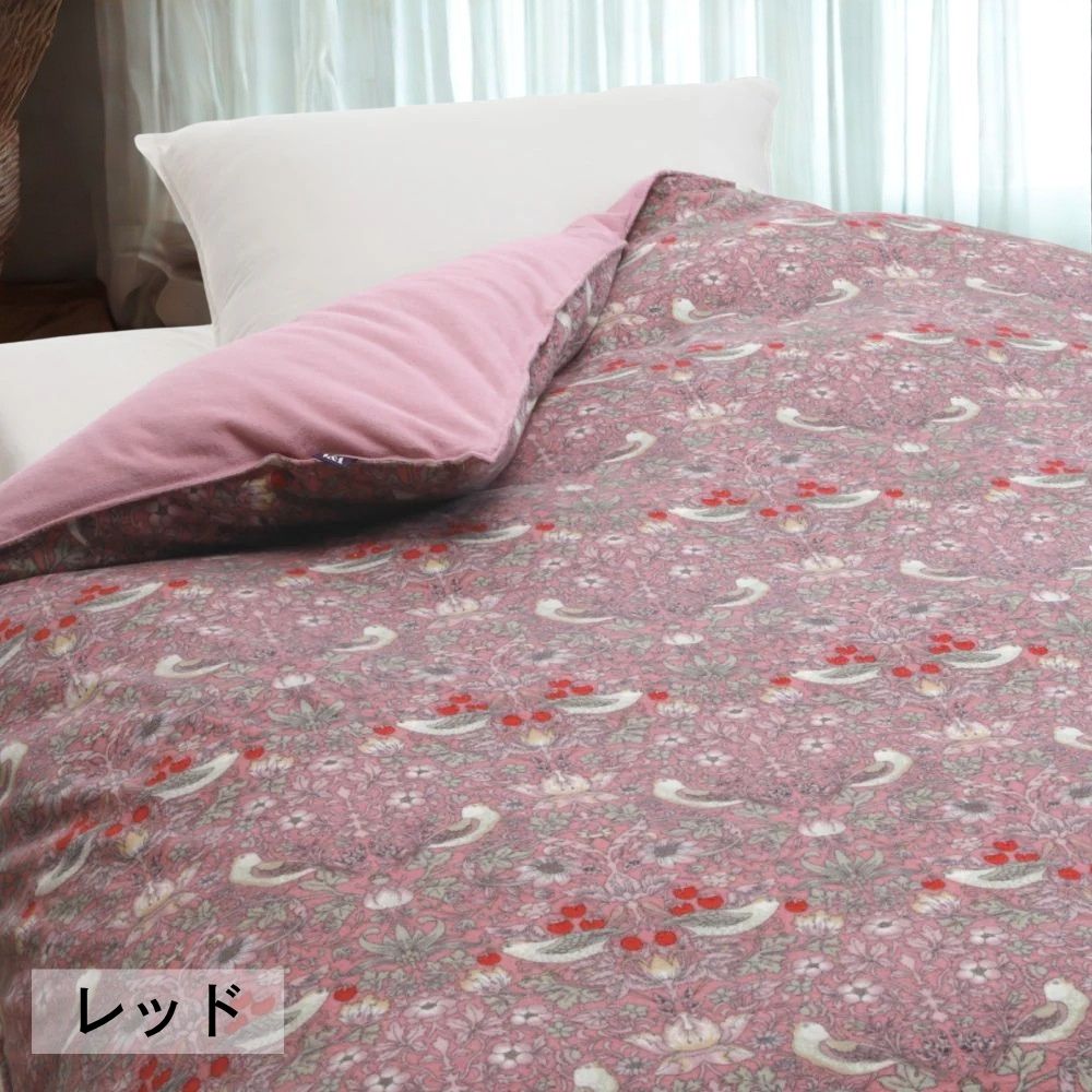 掛け布団カバー シングル 綿 パイル 日本製 温か 冬 おしゃれ ウイリアムモリス いちご泥棒 ロマンス小杉 ベージュ/ブルー/レッド | WILLIAM MORRIS GALLERY | 14