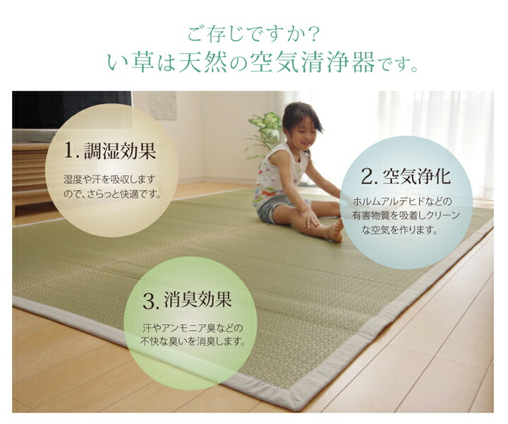 純国産 い草ラグカーペット 『F)MUKU』 約191×191cm（デニム） 絨毯 カーペット ラグ 敷き物【メーカー直送商品】_6