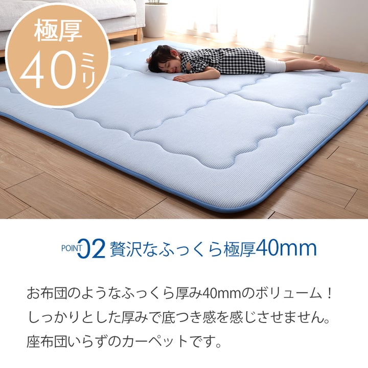 イケヒコ 冷感 接触冷感 ひんやり カーペット ラグ 厚手 ボリューム