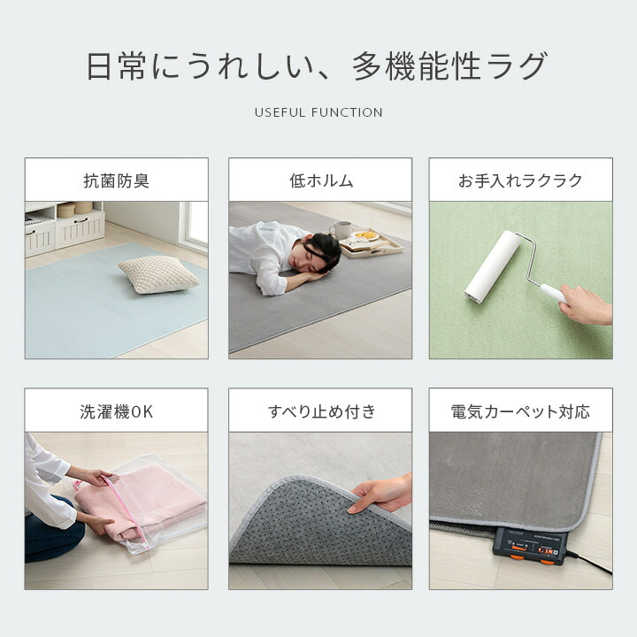イケヒコ ラグ カーペット 3畳 洗える 抗菌防臭 低ホルムアルデヒド