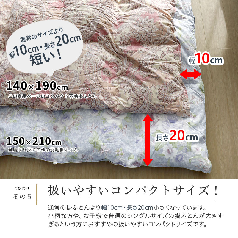 羽毛布団 SSサイズ フランス産ホワイトダウン90% 140×190cm 日本
