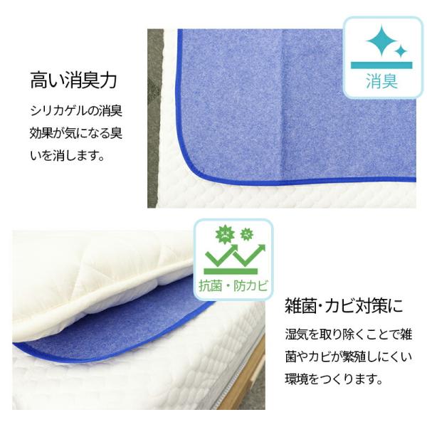 さらりと快適 洗える 除湿シート  2枚組 シングル 湿気対策 防カビ 防臭 抗菌 90×180cm  [2枚セット] ブルー |  | 05