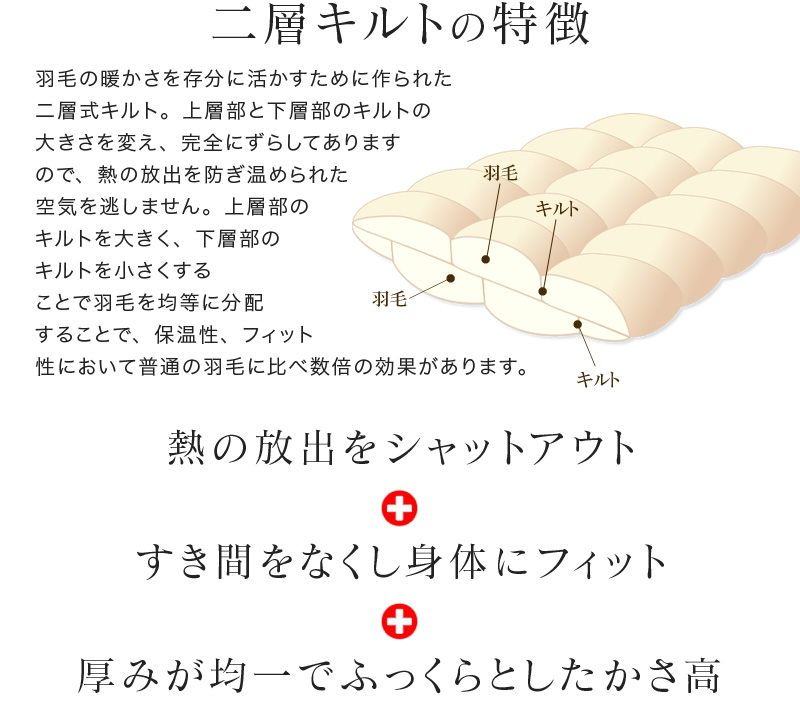 羽毛布団 二層キルト 日本製