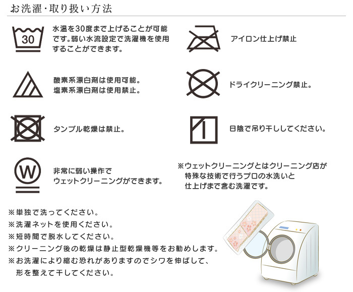 西川 フランネル敷きパッド-洗濯表示