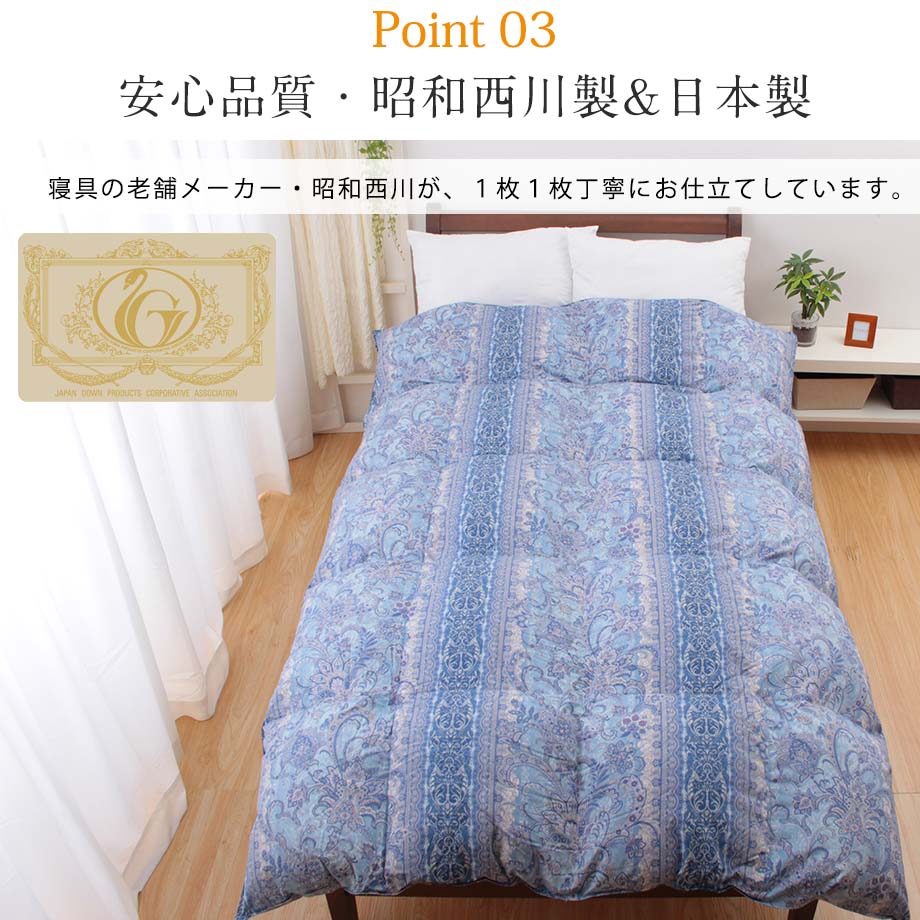 じぶんまくら 羽毛布団 シングル 日本製 昭和 西川製 カナダ産