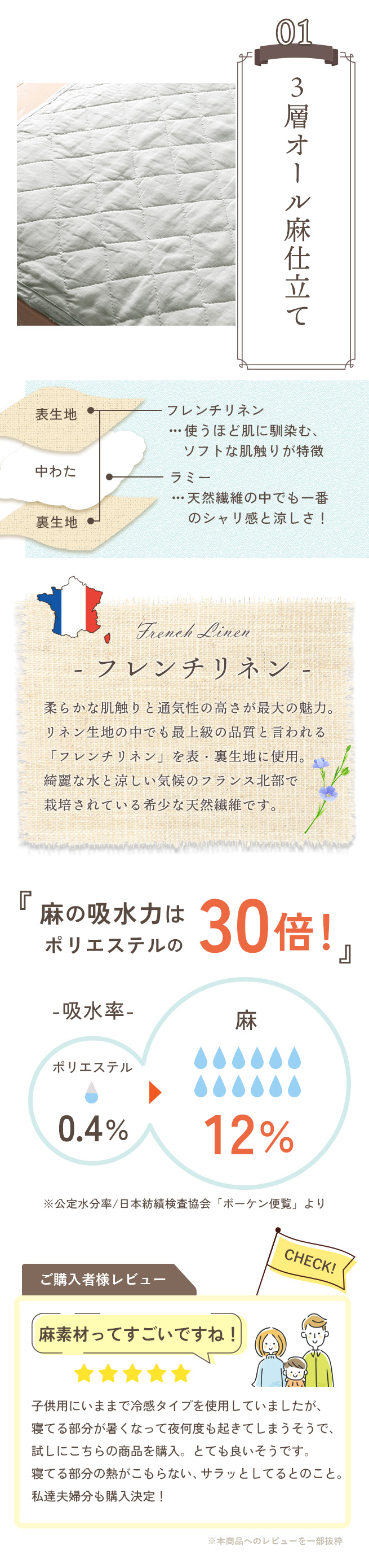 敷きパッド ダブル ロマンス小杉 夏用 敷きパット 麻100