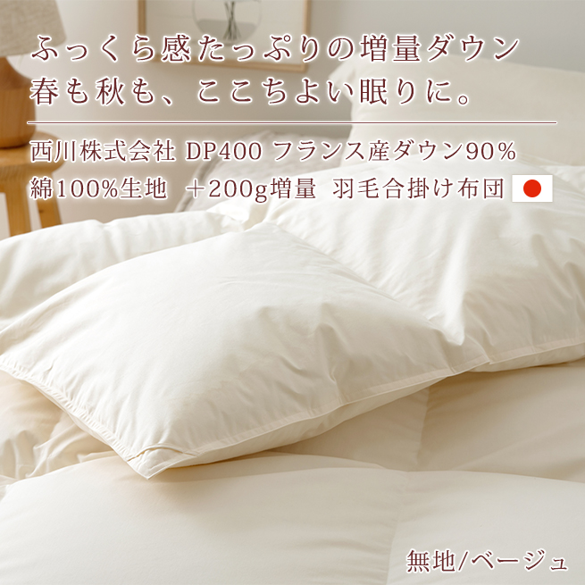 西川（nishikawa） 羽毛合掛け布団 クィーン 羽毛布団 合い掛け DP400