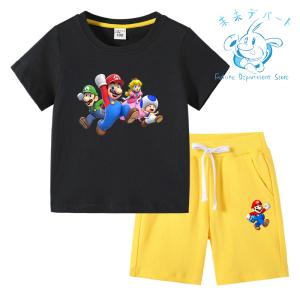 【送料無料】マリオ Super Mario半袖 短パン 男の子 女の子 上下セット 薄手 柔らかい ...