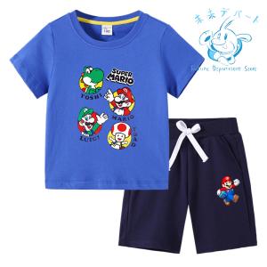 【送料無料】マリオ Super Mario半袖 短パン 男の子 女の子 上下セット 薄手 柔らかい ...