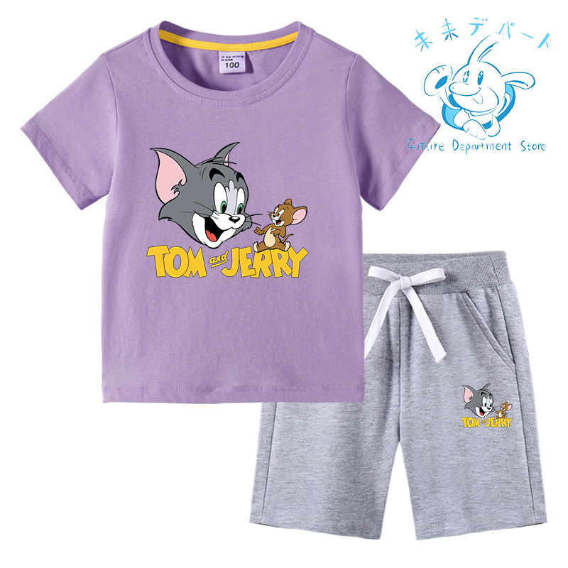 【送料無料】トムとジェリー Tom and Jerry半袖 短パン 男の子 女の子 上下セット 薄手 柔らかい 春夏服 部屋着 通気性 洗い易い 汚れにくい90-150CM｜future-mall｜05