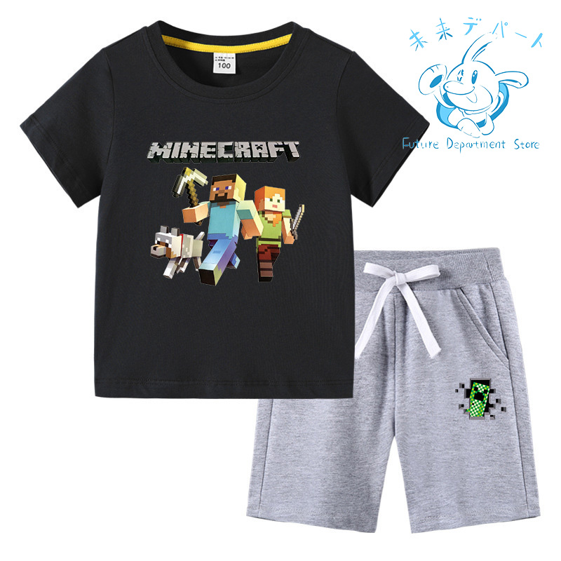 【送料無料】マインクラフト Minecraft半袖 短パン 男の子 女の子 上下セット 薄手 柔らか...