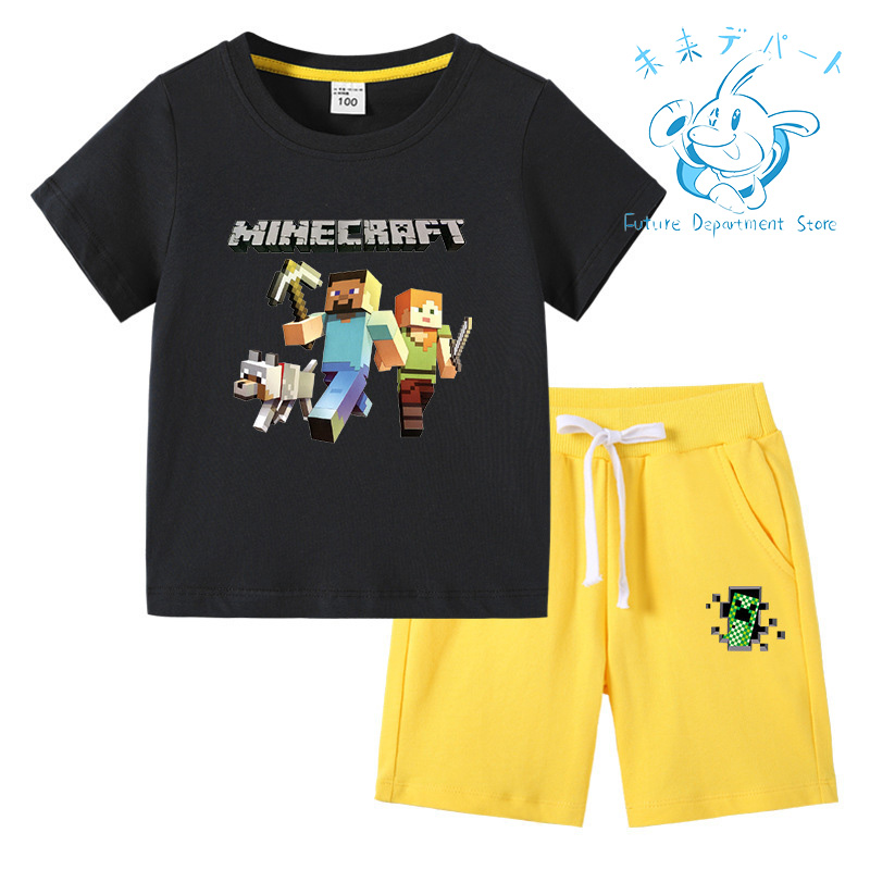【送料無料】マインクラフト Minecraft半袖 短パン 男の子 女の子 上下セット 薄手 柔らか...