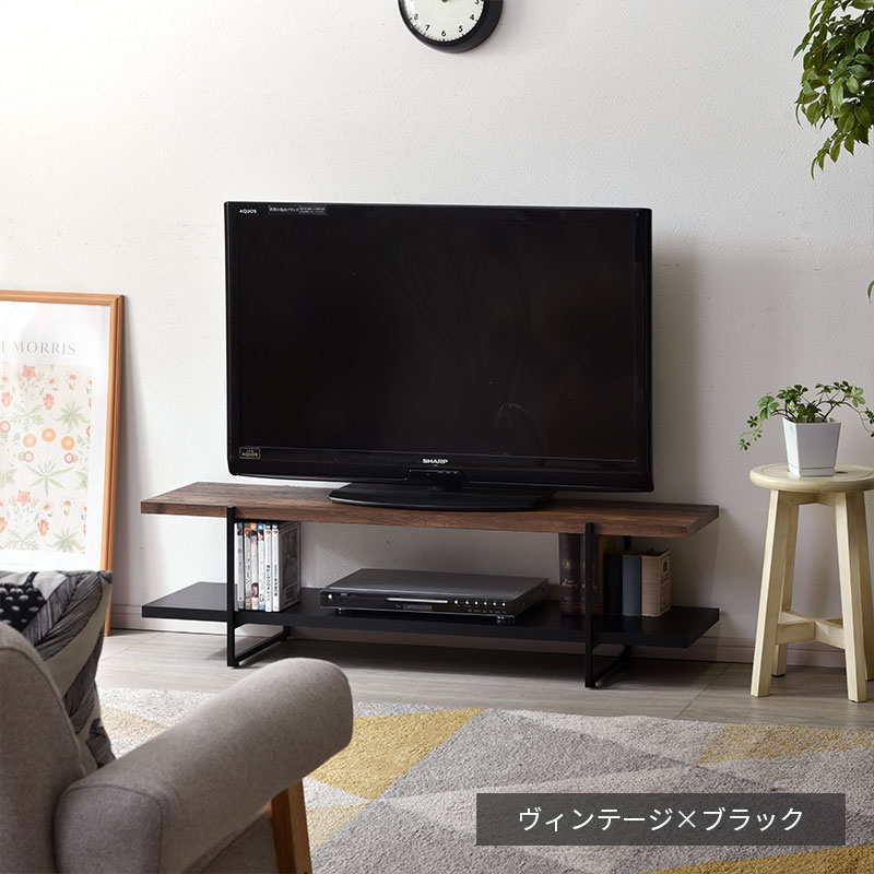 テレビ台 テレビラック ローボード 幅120 120幅 薄型 おしゃれ 脚付き テレビボード 北欧 コンパクト 木製 木目調 黒 120 シンプル  組み立て式 120cm 32型 : 00-100059 : 収納 本棚&食器棚 ラック YMWORLD - 通販 - Yahoo!ショッピング