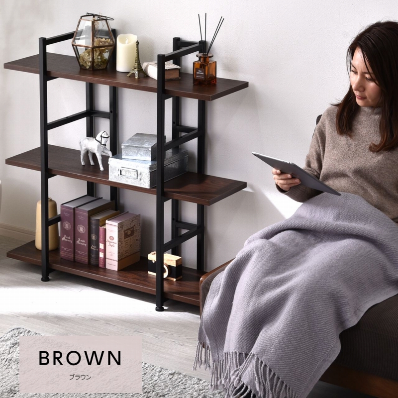 ワイエムワールド 棚 オープンラック 幅90 3段 見せる収納 組み立て