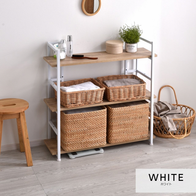 ワイエムワールド 棚 オープンラック 幅90 3段 見せる収納 組み立て