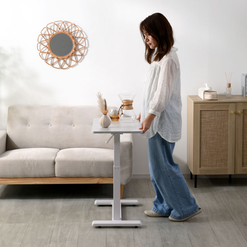 ワイエムワールド サイドテーブル 昇降 キャスター付き ベッド サイド